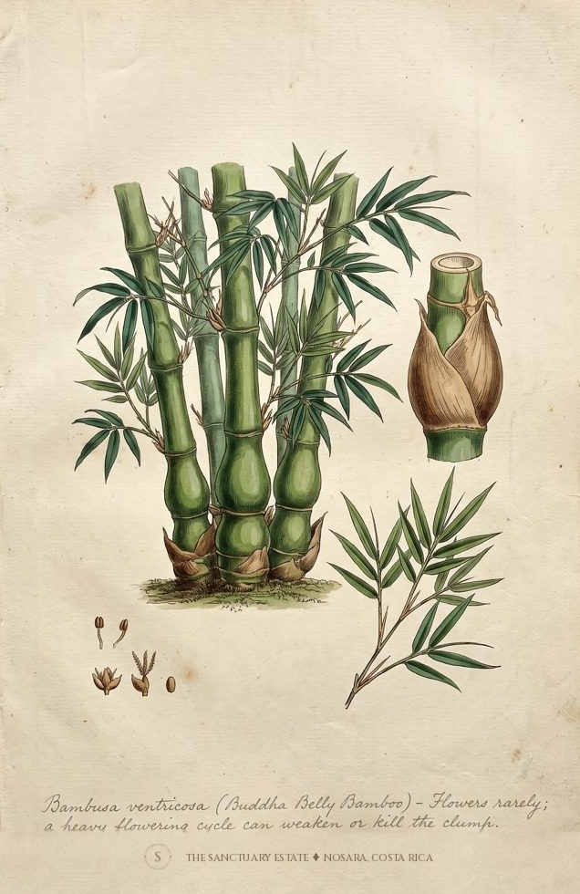 Buddha Belly Bamboo - Bambusa ventricosa botanical plate