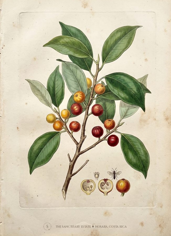 Ficus benjamina botanical plate