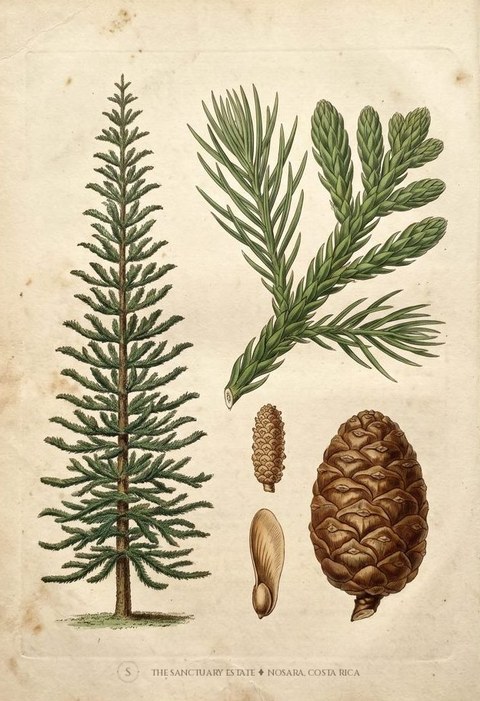 Cook Pine botanical plate