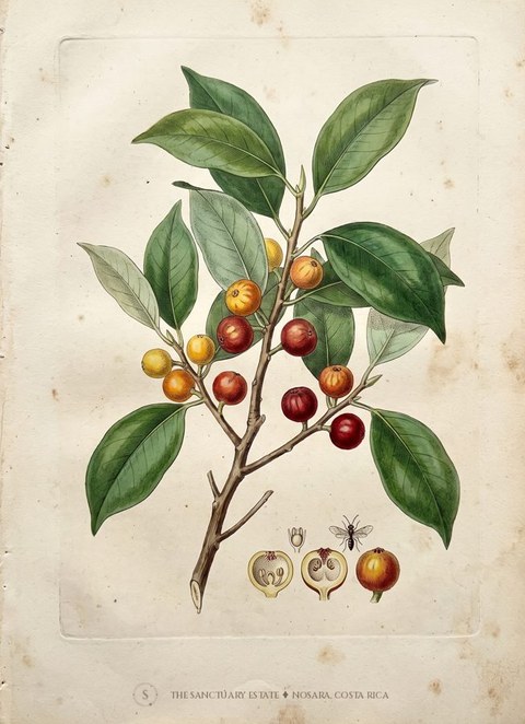 Ficus benjamina botanical plate